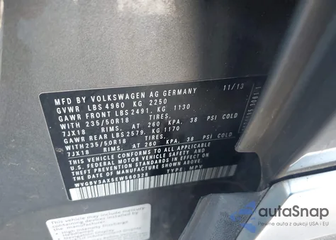 2014 Volkswagen Tiguan Sel из США, поврежденный, VIN WVGBV3AX5EW560328